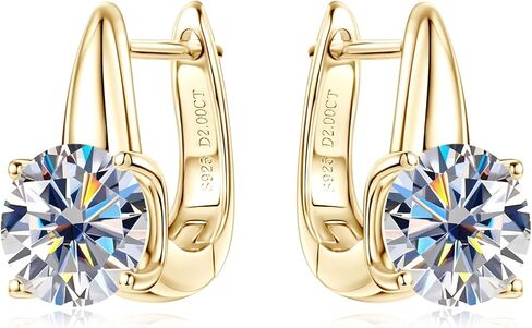 U-Shaped Moissanite Hoop Earrings, 2CT D Color VVS1 Clarity 925 Sterling Silver U-Shaped Earrings for Women Mom Birthday Holiday Jewelry Gifts in Saudi Arabia
