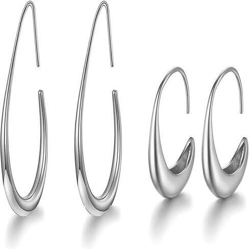 2 Pairs Teardrop Hoop Earrings for Women Gold Large and Small Oval Hoop Earrings Lightweight Water Droplet Statement Earrings Hypoallergenic Minimalist Earrings Jewelry in Kuwait