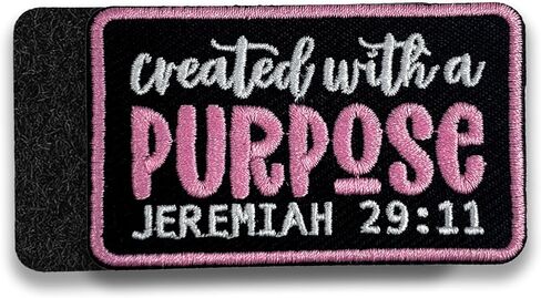 Jeremiah 29:11 Created with a Purpose Patch 3 Inches Iron On/Sew On Embroidered Applique Patch for Trucker Hats Clothes Backpacks, Christian Quote, Religious, Jesus, Scripture DIY Funny Accessories in Saudi Arabia