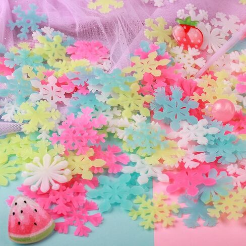 AM AMAONM Glow in The Dark Luminous Stars Fluorescent Noctilucent Plastic Wall Stickers Murals Decals for Home Art Decor Ceiling Wall Decorate Kids Babys Bedroom Room 100PCS Snowflake in Saudi Arabia
