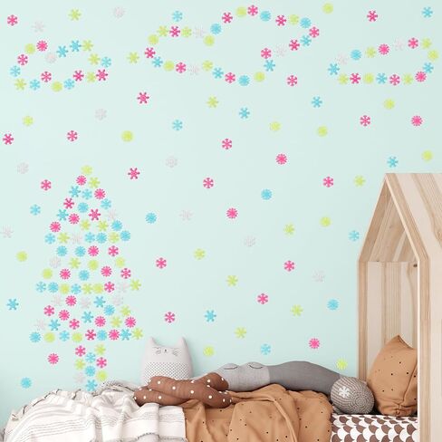 AM AMAONM Glow in The Dark Luminous Stars Fluorescent Noctilucent Plastic Wall Stickers Murals Decals for Home Art Decor Ceiling Wall Decorate Kids Babys Bedroom Room 100PCS Snowflake in Saudi Arabia