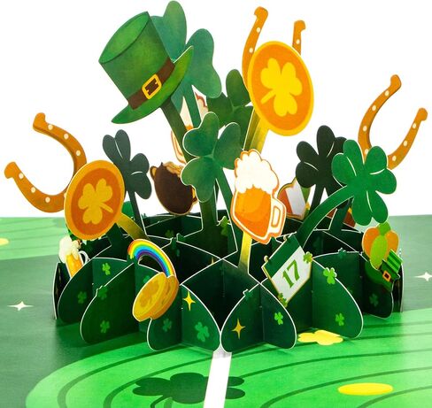 Ribbli St. Patricks Day Cards, Pop Up St. Patrick's Day Card, Happy St. Patrick's Day Gift, 7.6 x 5.7 Inch, with Envelope in Saudi Arabia