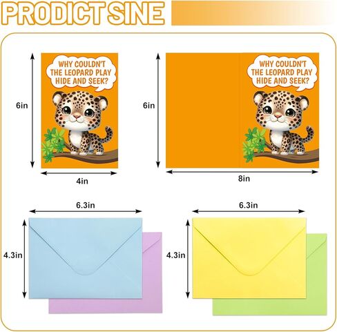 Treasure Cove Funny Animal Joke Cards Fun Animals Notecards Set Kids Thinking of You Cards Blank with Envelopes Students Teachers Summer Camp Lunchbox Notes Classroom Activities Party Supplies 24 Pcs in Kuwait