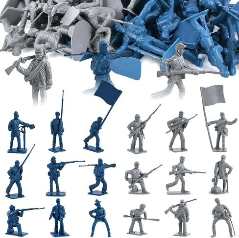 LovesTown 80PCS Army Men Toy Soldiers, Plastic Civil War Army Men Military Action Figures Plastic Toy Soldiers for Kids Blue Grey Army Toys for Kids Classroom Projects History Class Lessons in Kuwait