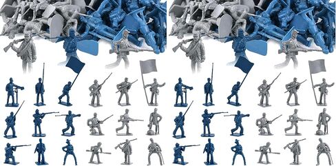 LovesTown 80PCS Army Men Toy Soldiers, Plastic Civil War Army Men Military Action Figures Plastic Toy Soldiers for Kids Blue Grey Army Toys for Kids Classroom Projects History Class Lessons in Saudi Arabia