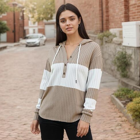 Splicing Versatile Hoodie Long Sleeve Top for Women Soft Elastic Autumn Winter Wear in Saudi Arabia