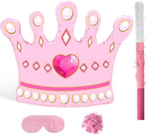 Threan Princess Piñata Girl Princess Party Game Set Blue Theme Piñata Birthday Decorations Stick Blindfold Mask for Girl Baby Birthday Party Game Supplies Decoration in Kuwait