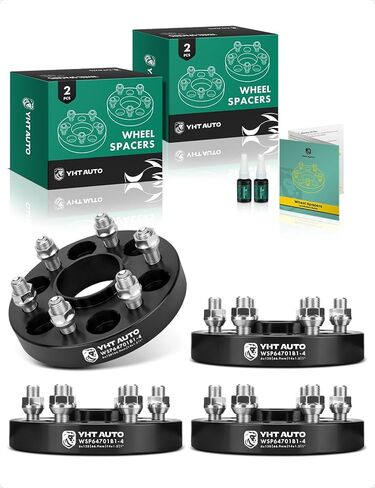 YHTAUTO 6x120mm Hubcentric Wheel Spacers 1.25" Compatible with Cadillac, Chevrolet, Buick, GMC & Saab Models, SRX, Blazer, Colorado, Forged Tire Spacers with M14x1.5 Studs 66.9 Hub Bore 4PCS, Black in Kuwait