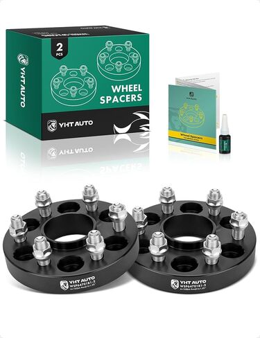 فواصل عجلات YHTAUTO 6x120 مم مركزية مقاس 1.25 بوصة متوافقة مع موديلات كاديلاك وشيفروليه وبويك وجي إم سي وساب، SRX، بليزر، كولورادو، فواصل إطارات مزورة مع مسامير M14x1.5 66.9 محور تتحمل 4 قطع، أسود in Kuwait