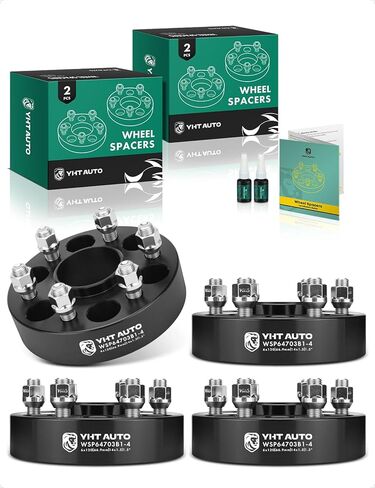 YHTAUTO 6x120mm Hubcentric Wheel Spacers 1.25" Compatible with Cadillac, Chevrolet, Buick, GMC & Saab Models, SRX, Blazer, Colorado, Forged Tire Spacers with M14x1.5 Studs 66.9 Hub Bore 4PCS, Black in Saudi Arabia