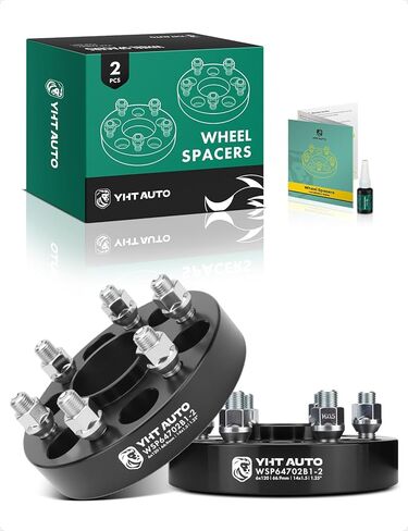 YHTAUTO 6x120mm Hubcentric Wheel Spacers 1.25" Compatible with Cadillac, Chevrolet, Buick, GMC & Saab Models, SRX, Blazer, Colorado, Forged Tire Spacers with M14x1.5 Studs 66.9 Hub Bore 4PCS, Black in Saudi Arabia