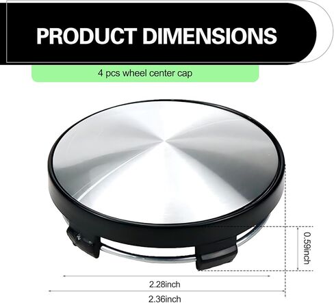 4 PCS Car Rim Center Covers, 60MM Wheel Hub Center Caps, Universal Wheel Centre hub Caps Replacement, for Most Cars, SUVs (Black & SIlver) in Kuwait