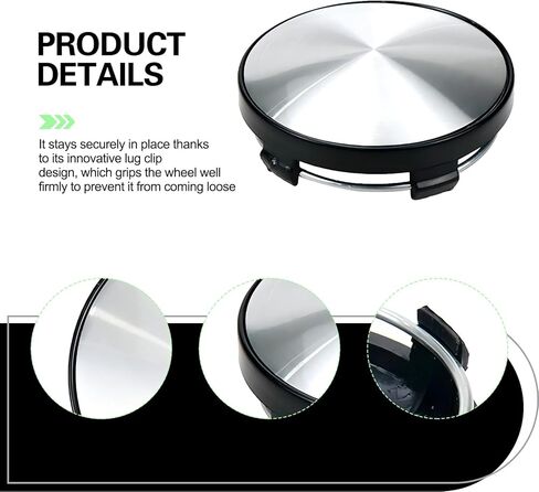 4 PCS Car Rim Center Covers, 60MM Wheel Hub Center Caps, Universal Wheel Centre hub Caps Replacement, for Most Cars, SUVs (Black & SIlver) in Kuwait
