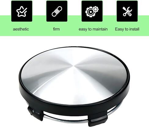 4 PCS Car Rim Center Covers, 60MM Wheel Hub Center Caps, Universal Wheel Centre hub Caps Replacement, for Most Cars, SUVs (Black & SIlver) in Kuwait