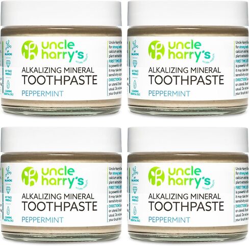 Uncle Harry’s Natural Products Fluoride Free Alkalizing Toothpaste, Spearmint – Made with Bentonite Clay, Colloidal Silver, Pure Plant Essences, Antiseptic, Pack of 4 in Kuwait