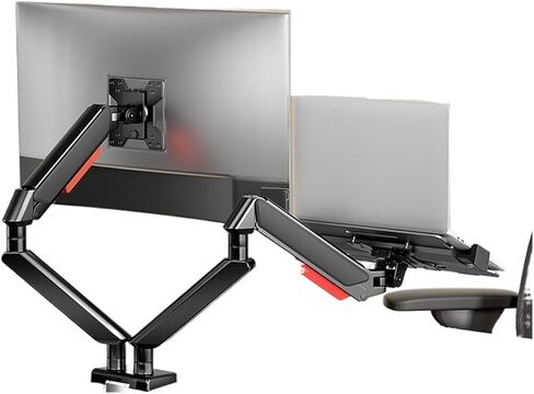 X1 Dual Screen Monitor Stand Robotic Arm Lift Notebook 2-in-1 Computer Height Bracket(Black) in Saudi Arabia