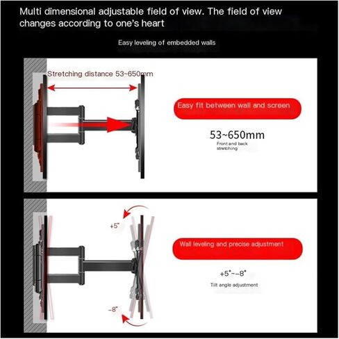 TV retractable rotating wall folding wall 65/75/82/86 inch 4A 4C ultra-thin bracket in Saudi Arabia