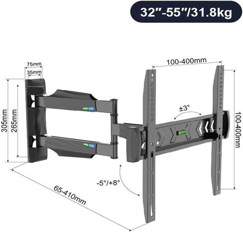 TV hanger telescopic 90 degree rotation 40 43 50 inch wall mount bracket Q4 in Saudi Arabia