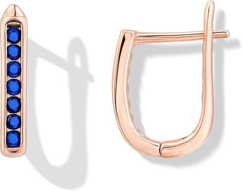 Tiny Blue Sapphire Huggie Earrings for Women, Hypoallergenic Rose Gold Plated Small Blue Cubic Zirconia Hoop Earrings Cuff for Women Jewelry Gifts in Kuwait