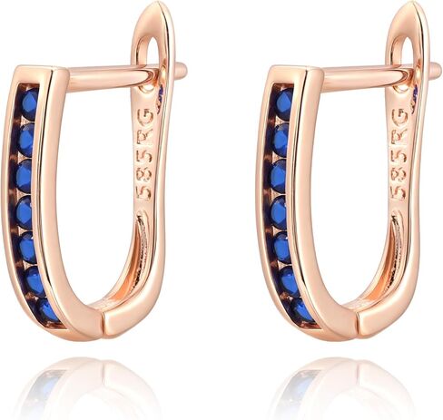 Tiny Blue Sapphire Huggie Earrings for Women, Hypoallergenic Rose Gold Plated Small Blue Cubic Zirconia Hoop Earrings Cuff for Women Jewelry Gifts in Kuwait