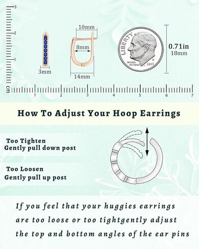 Tiny Blue Sapphire Huggie Earrings for Women, Hypoallergenic Rose Gold Plated Small Blue Cubic Zirconia Hoop Earrings Cuff for Women Jewelry Gifts in Kuwait