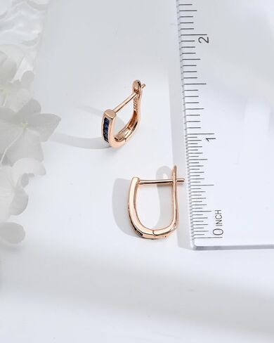 Tiny Blue Sapphire Huggie Earrings for Women, Hypoallergenic Rose Gold Plated Small Blue Cubic Zirconia Hoop Earrings Cuff for Women Jewelry Gifts in Kuwait