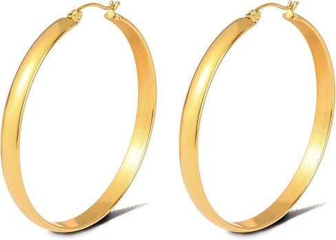 18K Gold Plated Hoop Earrings for Women Chunky Huggie Earrings Minimalist Gold Jewelry Valentine's Day Gift for Girlfriend Wife in Saudi Arabia