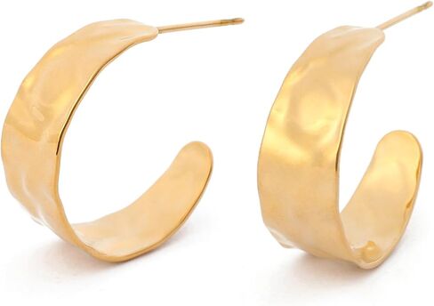 18K Gold Plated Hoop Earrings for Women Chunky Huggie Earrings Minimalist Gold Jewelry Valentine's Day Gift for Girlfriend Wife in Saudi Arabia