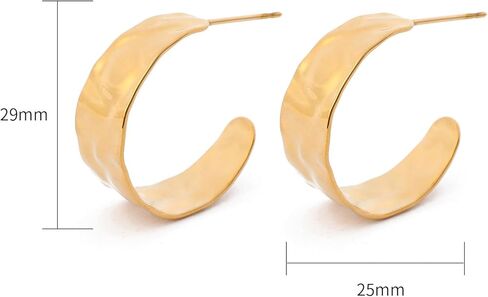 18K Gold Plated Hoop Earrings for Women Chunky Huggie Earrings Minimalist Gold Jewelry Valentine's Day Gift for Girlfriend Wife in Saudi Arabia