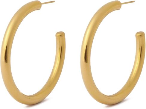 18K Gold Plated Hoop Earrings for Women Chunky Huggie Earrings Minimalist Gold Jewelry Valentine's Day Gift for Girlfriend Wife in Saudi Arabia