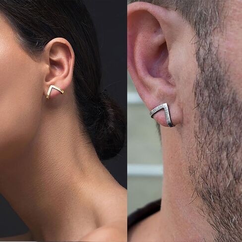 Textured Silver Triangle Earrings Studs for Women Man, White Gold Plated in Kuwait