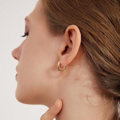 WOSTU Gold Star Hoop Earring for Women, 14K Gold Plated Small Huggie 925 Sterling Silver Post Minimalist Celestial Star Dangle Hypoallergenic Everyday Jewelry Gift in Kuwait