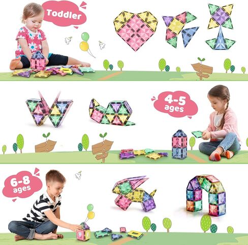 Magnetic Building Tiles 68 PCS Magnets Stacking Kids Toys STEM Sensory Games Educational Construction Toys Christmas Toy Gift for Boys and Girls 3 4 5 6 7 8 9+Year Old in Kuwait