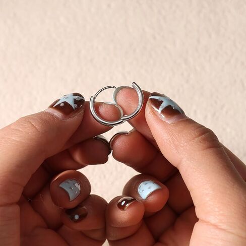 14K الذهب الأبيض معبأ بالفضة لهجة 4 أزواج هوب أقراط للنساء هوب طقم أقراط أقراط خفيفة الوزن مقاومة للماء مقاومة للتشويه in Saudi Arabia