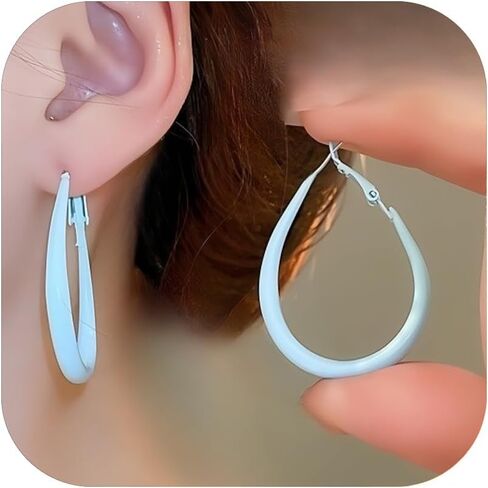 Colorful Hoop Earrings for Women Vintage 80s 90s Neon Earring Retro Candy Color Baked Enamel Minimalist Large Drop-shaped Statement Hoop Earrings Y2k Jewelry Costume Accessory in Saudi Arabia