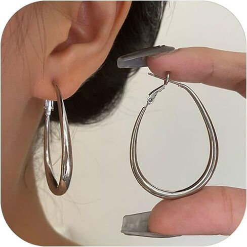 Colorful Hoop Earrings for Women Vintage 80s 90s Neon Earring Retro Candy Color Baked Enamel Minimalist Large Drop-shaped Statement Hoop Earrings Y2k Jewelry Costume Accessory in Saudi Arabia