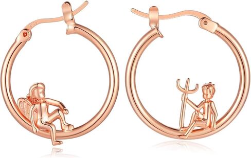 14K Gold Angel Devil Hoop Mismatched Earrings for Women Jewelry Gifts 925 Sterling Silver Post in Kuwait