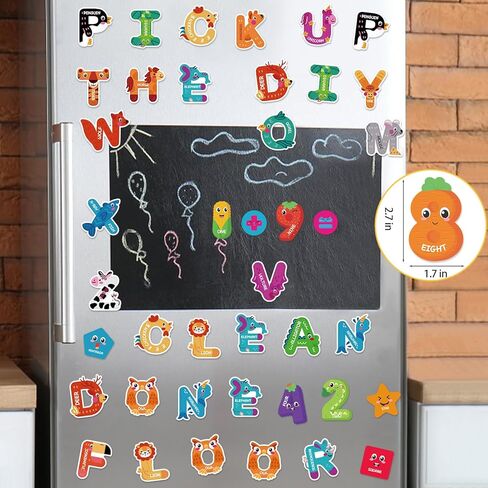 48Pcs Magnetic Letters and Numbers Fridge Magnets, 26 Uppercase Letters 0-9 Numbers Refrigerator Magnets Cute Animal Alphabet Magnets for Toddlers Preschool Learning Spelling in Kuwait