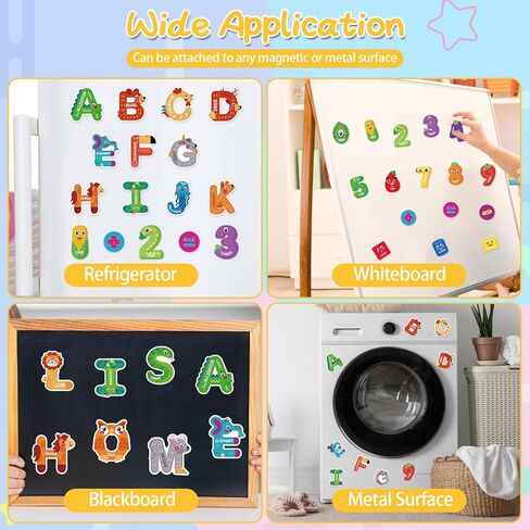 48Pcs Magnetic Letters and Numbers Fridge Magnets, 26 Uppercase Letters 0-9 Numbers Refrigerator Magnets Cute Animal Alphabet Magnets for Toddlers Preschool Learning Spelling in Kuwait