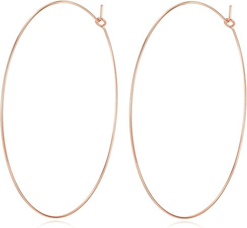 FLYUN18k Gold Plated Big Large Hoop Earrings For Women-70mm Silver Thin Lightweight Geometric Thin Circle Earrings Wire Threader Earrings For Women in Kuwait