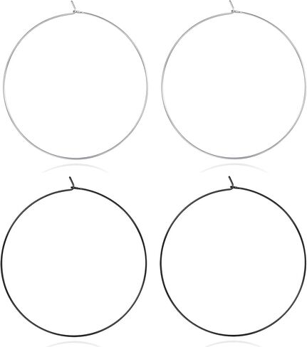 FLYUN18k Gold Plated Big Large Hoop Earrings For Women-70mm Silver Thin Lightweight Geometric Thin Circle Earrings Wire Threader Earrings For Women in Saudi Arabia