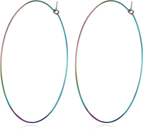 FLYUN18k Gold Plated Big Large Hoop Earrings For Women-70mm Silver Thin Lightweight Geometric Thin Circle Earrings Wire Threader Earrings For Women in Saudi Arabia