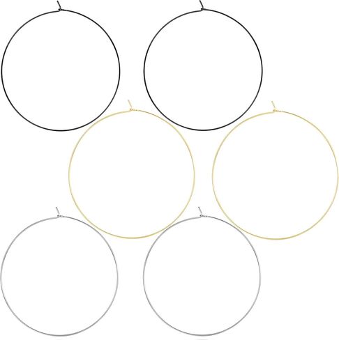 FLYUN18k Gold Plated Big Large Hoop Earrings For Women-70mm Silver Thin Lightweight Geometric Thin Circle Earrings Wire Threader Earrings For Women in Saudi Arabia