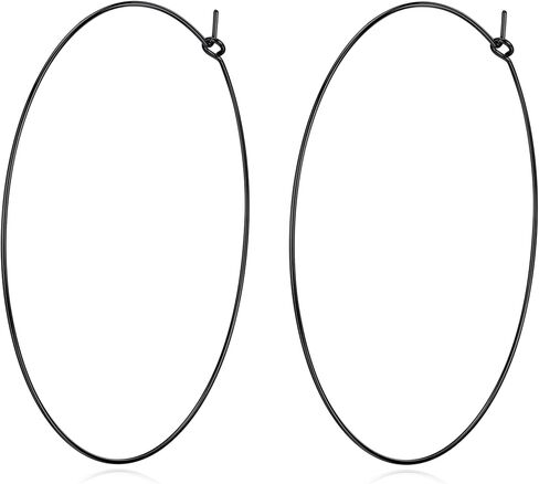 FLYUN18k Gold Plated Big Large Hoop Earrings For Women-70mm Silver Thin Lightweight Geometric Thin Circle Earrings Wire Threader Earrings For Women in Saudi Arabia