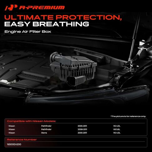 A-Premium Engine Air Filter Cleaner Box Housing without Air Strainer Compatible with Nissan Pathfinder 2005-2011 V6 4.0L, Pathfinder 2008-2011 V8 5.6L, Xterra 2005-2011 V6 4.0L, Replace# 16500EA200 in Saudi Arabia