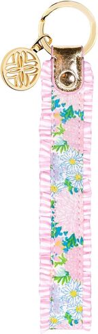 سلسلة مفاتيح بحزام قطني من ليلي بوليتزر مع حافة مكشكشة، ملحق سلسلة مفاتيح معصم لطيف مع حلقة معدنية وحلية شعار (ليلي جاردن هوم) in Kuwait