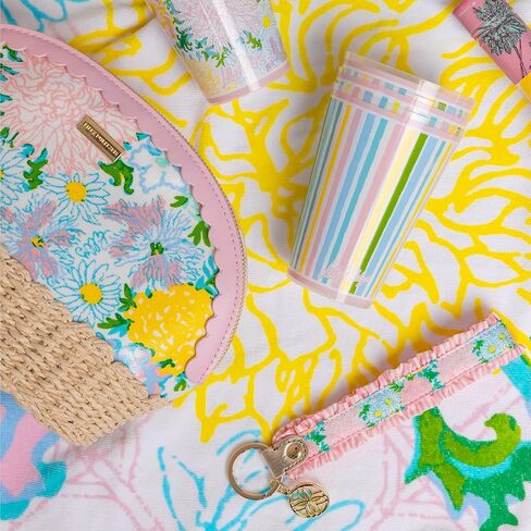 سلسلة مفاتيح بحزام قطني من ليلي بوليتزر مع حافة مكشكشة، ملحق سلسلة مفاتيح معصم لطيف مع حلقة معدنية وحلية شعار (ليلي جاردن هوم) in Kuwait