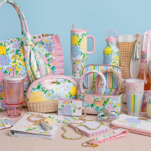 سلسلة مفاتيح بحزام قطني من ليلي بوليتزر مع حافة مكشكشة، ملحق سلسلة مفاتيح معصم لطيف مع حلقة معدنية وحلية شعار (ليلي جاردن هوم) in Kuwait