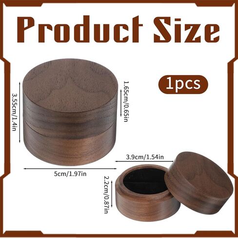 Wooden Ring Box, 2 Inch Round Ring Box for Men Women Single Slot Engagement Rings Holder Jewelry Storage Case for Proposal, Wedding, Engagement, Anniversary, Birthday Gift Valentine's Day in Kuwait
