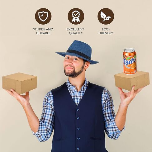 Fit Meal Prep [10 Pack Dessert Boxes 6x6x3 Kraft Bakery Boxes for Baked Goods Small Food Packing Boxes for Cookies, Cupcakes, Muffins, Dessert, Sweets Recyclable Cardboard Gift Boxes, No Window in Kuwait